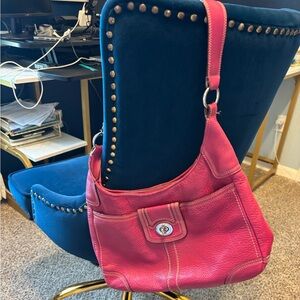 Coach Fuchsia Leather Shoulder Bag
